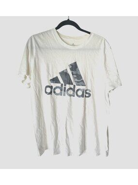 Adidas Mens Amplifier Tee White Camouflage Logo T-Shirt Size L Cotton & Polyeste